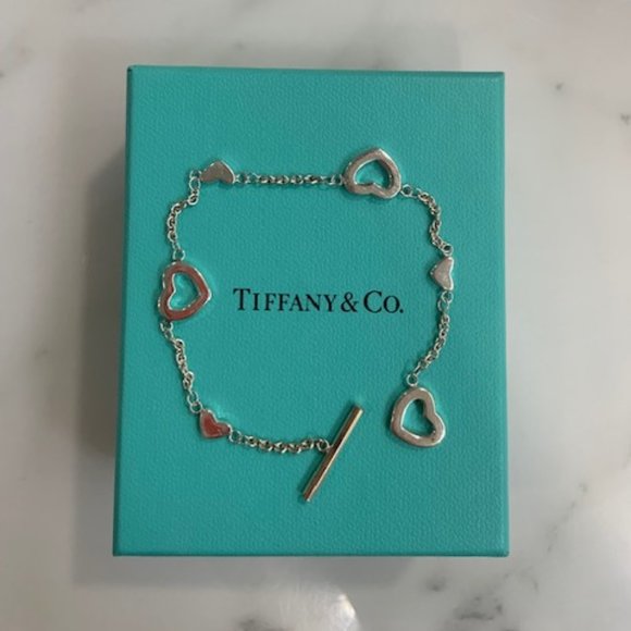 Tiffany 925 Silver Heart Link Bracelet